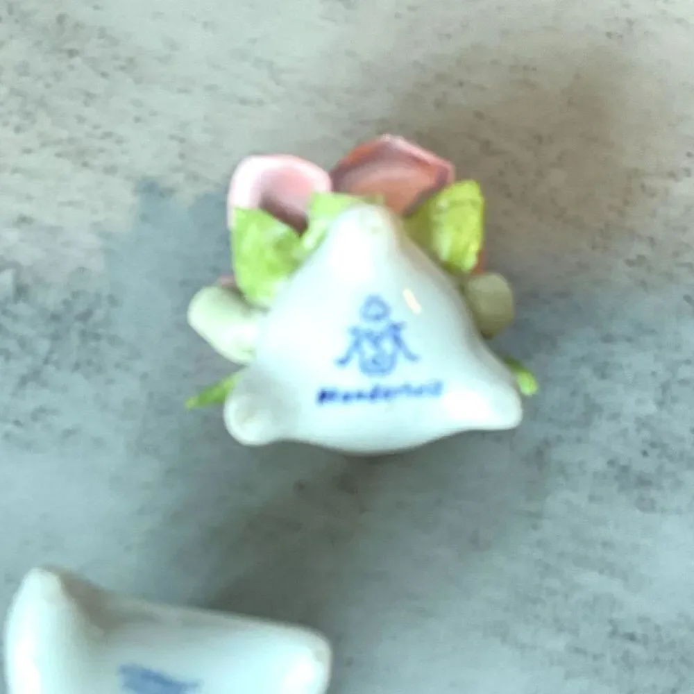 4 beautiful pink roses AK Kaiser Handarbeit Pink porcelain roses set of 4